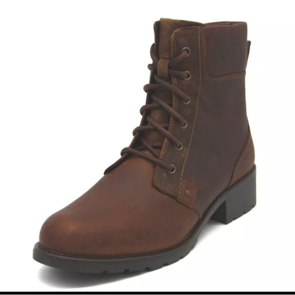Clarks Women's Orinoco Spice Leather Ankle Boot Brown Sz‎ 9 Outdoor Boho Combat - Picture 1 of 11